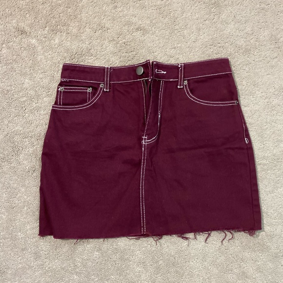 Crimson Jean Skirt - Picture 1 of 3
